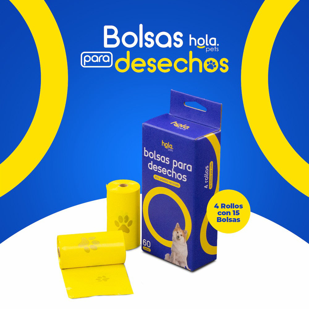 Hola Pets – Bolsas para Desechos 4 Rollos (60 bolsas)