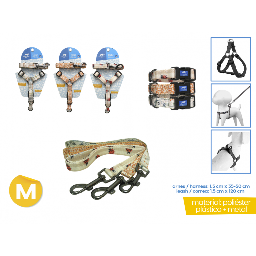 Animal Planet – Set Pechera y Correa Tonos Café Talla M