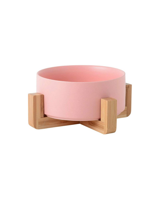 Plato de Cerámica Liso con Base de Madera