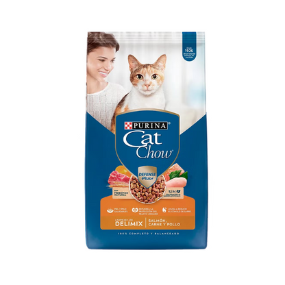 Cat Chow Delimix Adultos Salmón, Carne Y Pollo