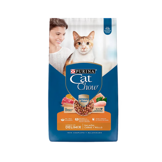 Cat Chow Delimix Adultos Salmón, Carne Y Pollo