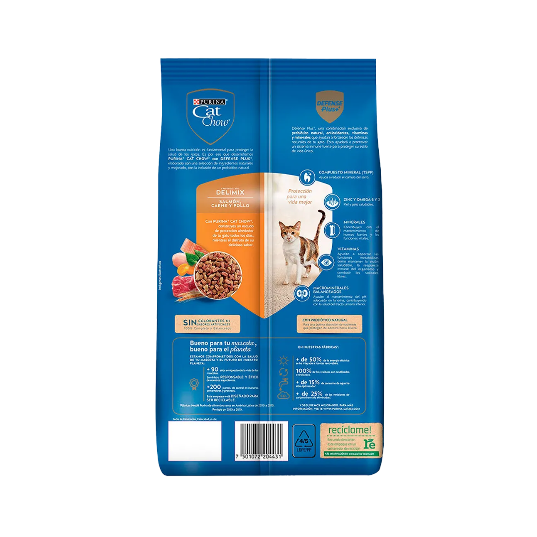 Cat Chow Delimix Adultos Salmón, Carne Y Pollo