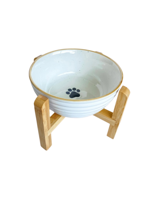 Plato de Cerámica Huellitas con Base de Madera