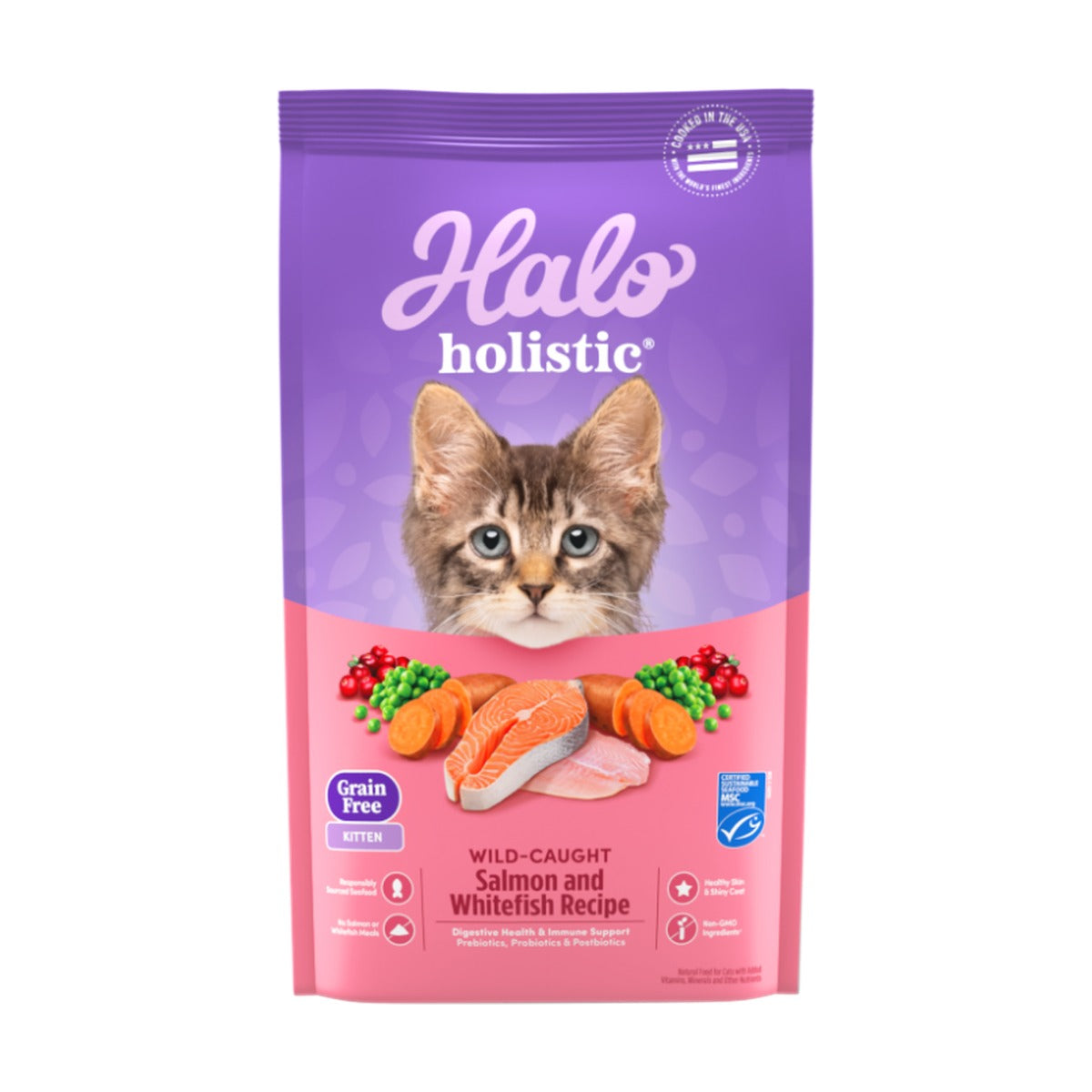 Halo Holistic – Gatito Sin Granos Salmón y Pescado Blanco 1,36 kg