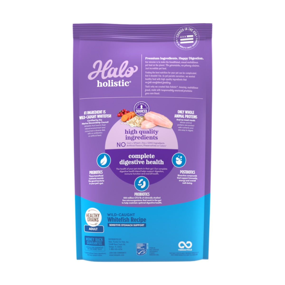 Halo Holistic – Estómago Sensible Pescado Blanco con Granos Saludables 1,36 kg