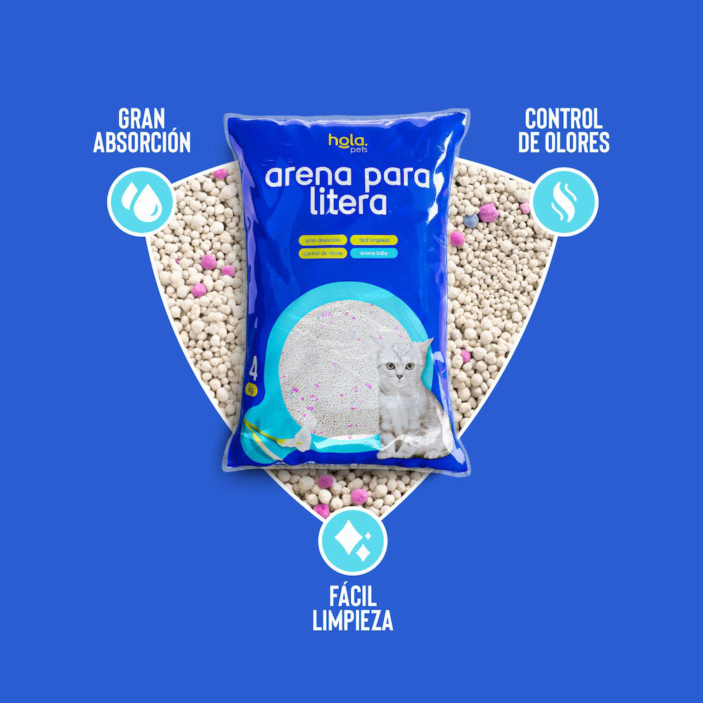 Arena para Gato 4kg - Baby Powder - Hola Pets