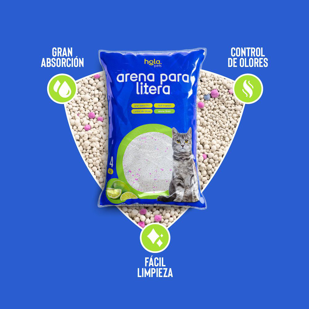 Arena para Gato 4kg - Limón - Hola Pets