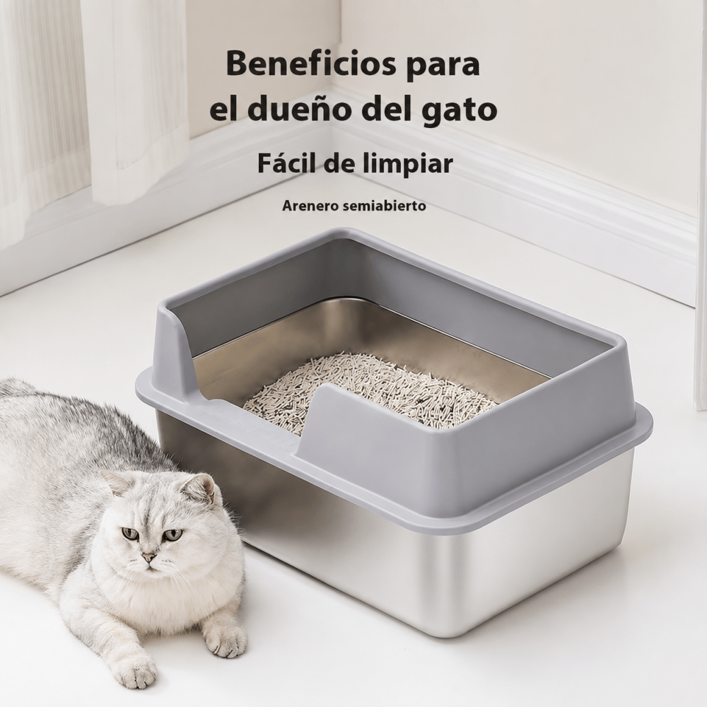 Arenero de Acero Inoxidable con Bordes Altos