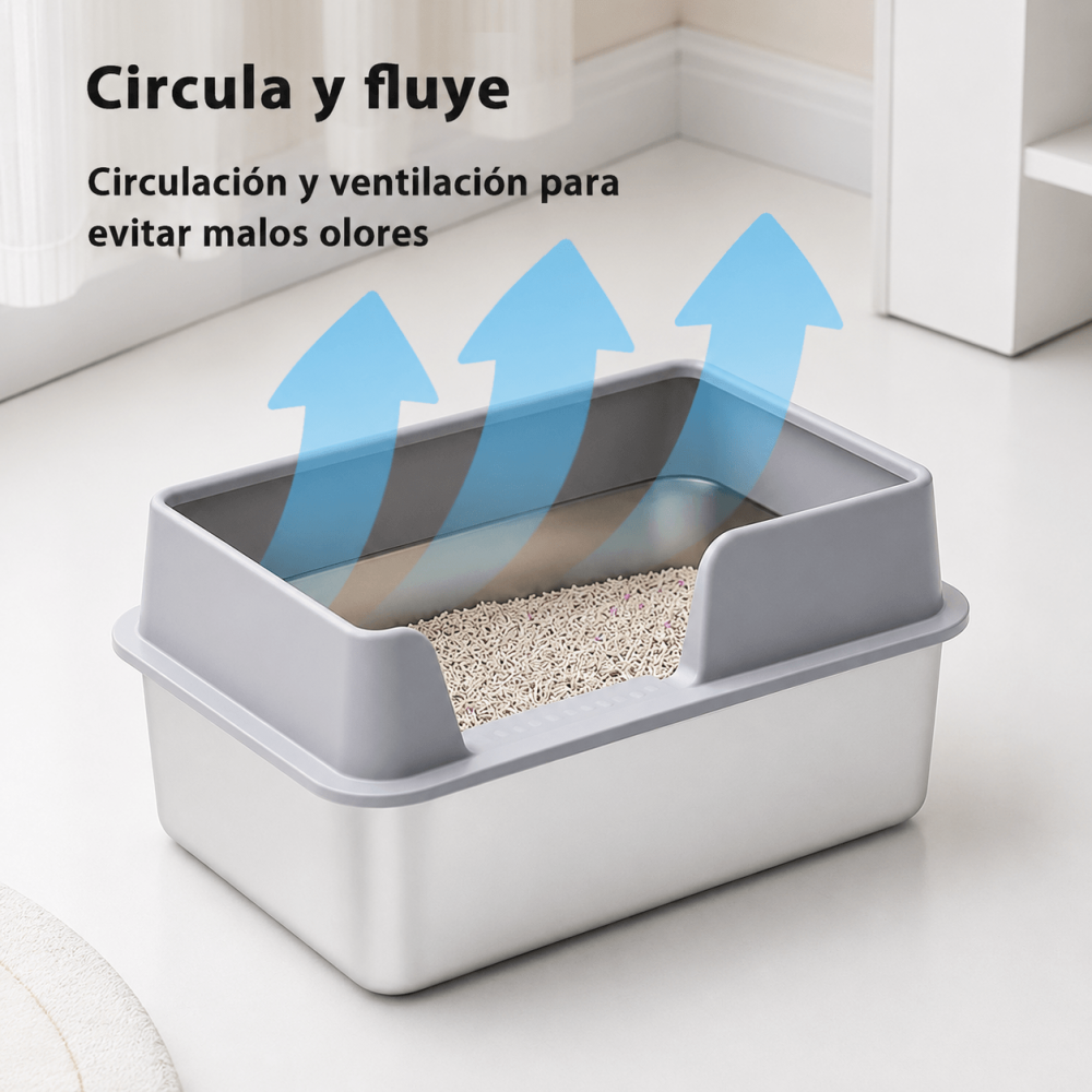 Arenero de Acero Inoxidable con Bordes Altos