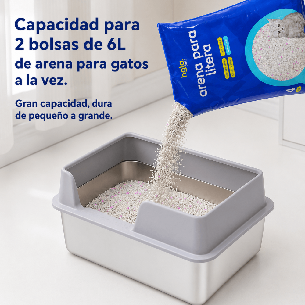 Arenero de Acero Inoxidable con Bordes Altos