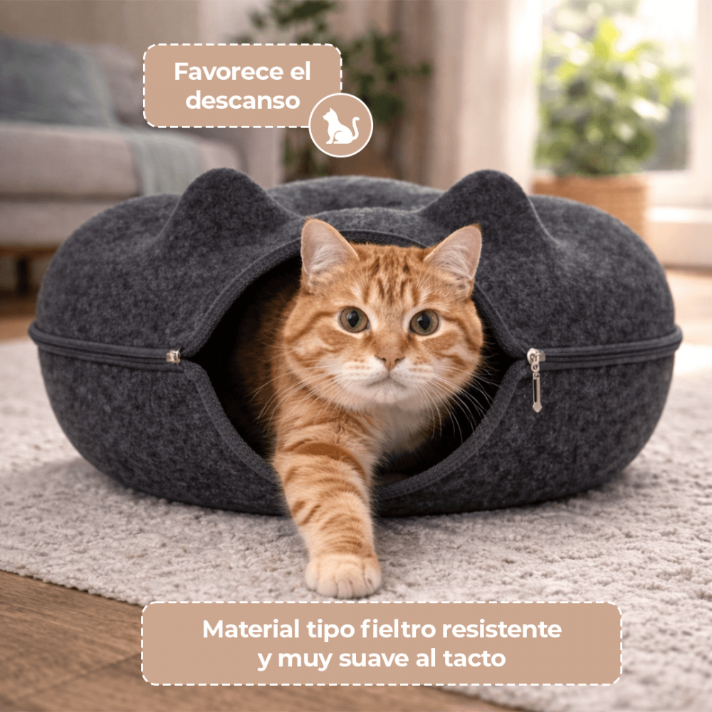 Cama Cueva 360° para Gato – Diseño Orejitas