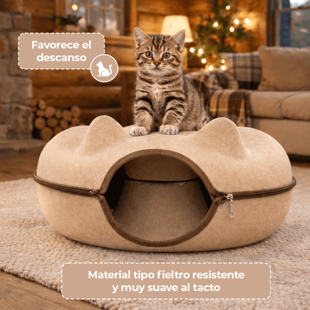 Cama Cueva 360° para Gato – Diseño Orejitas