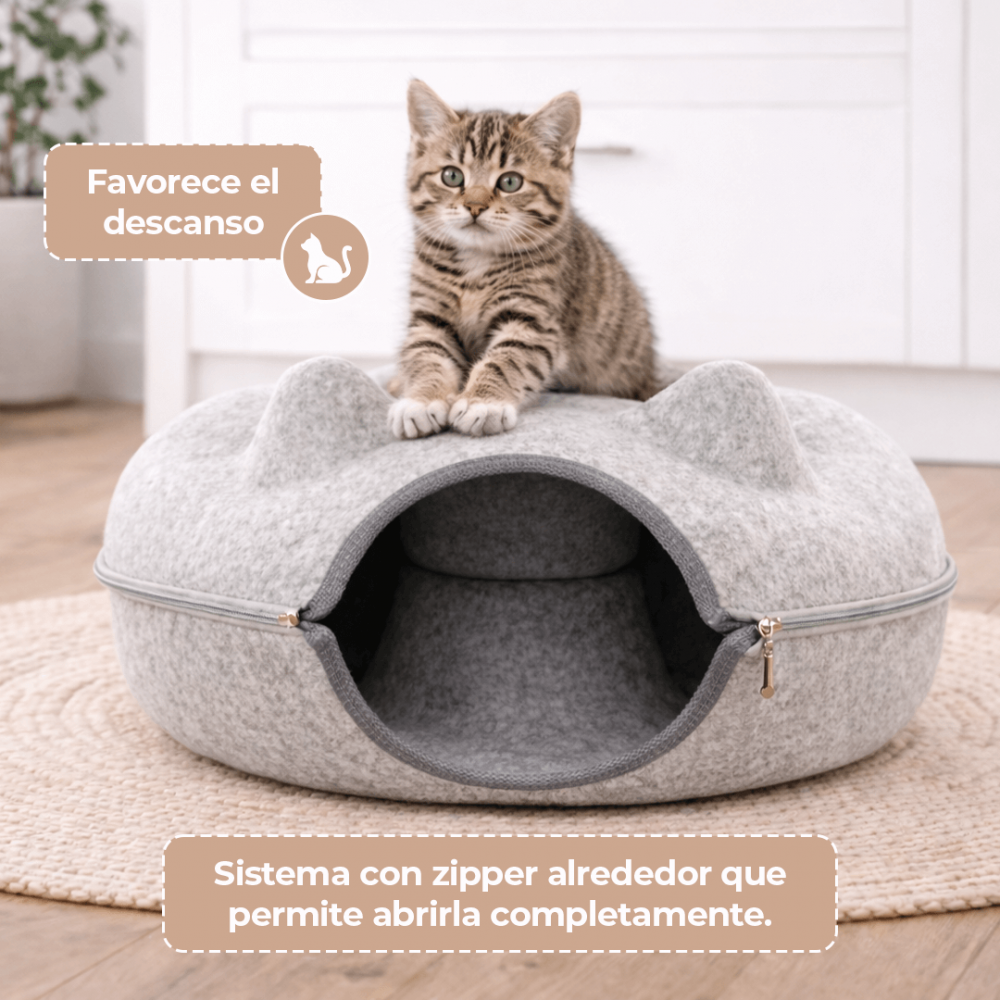 Cama Cueva 360° para Gato – Diseño Orejitas