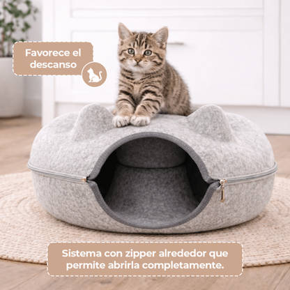 Cama Cueva 360° para Gato – Diseño Orejitas