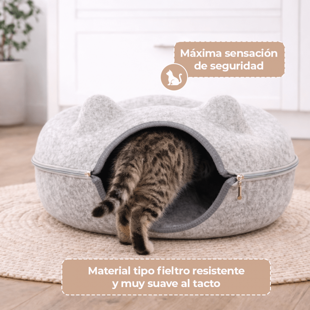 Cama Cueva 360° para Gato – Diseño Orejitas