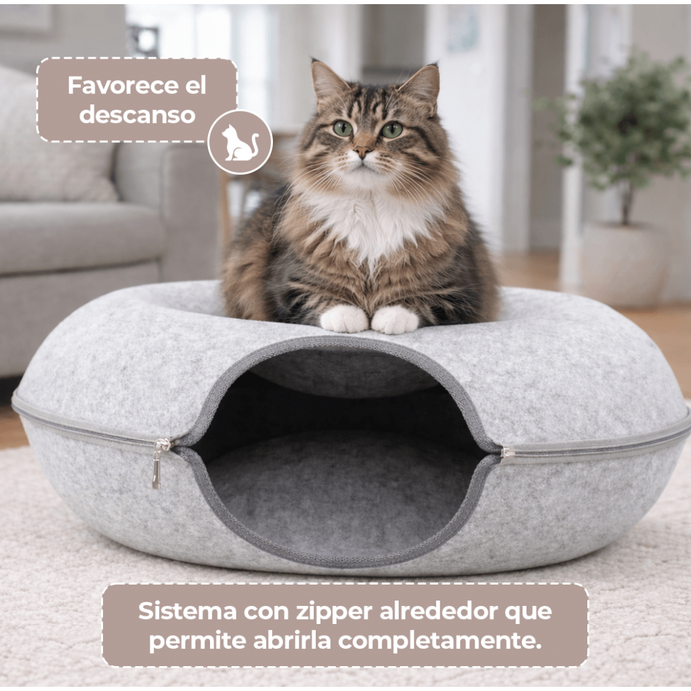 Cama Cueva 360° para Gato – Diseño Túnel