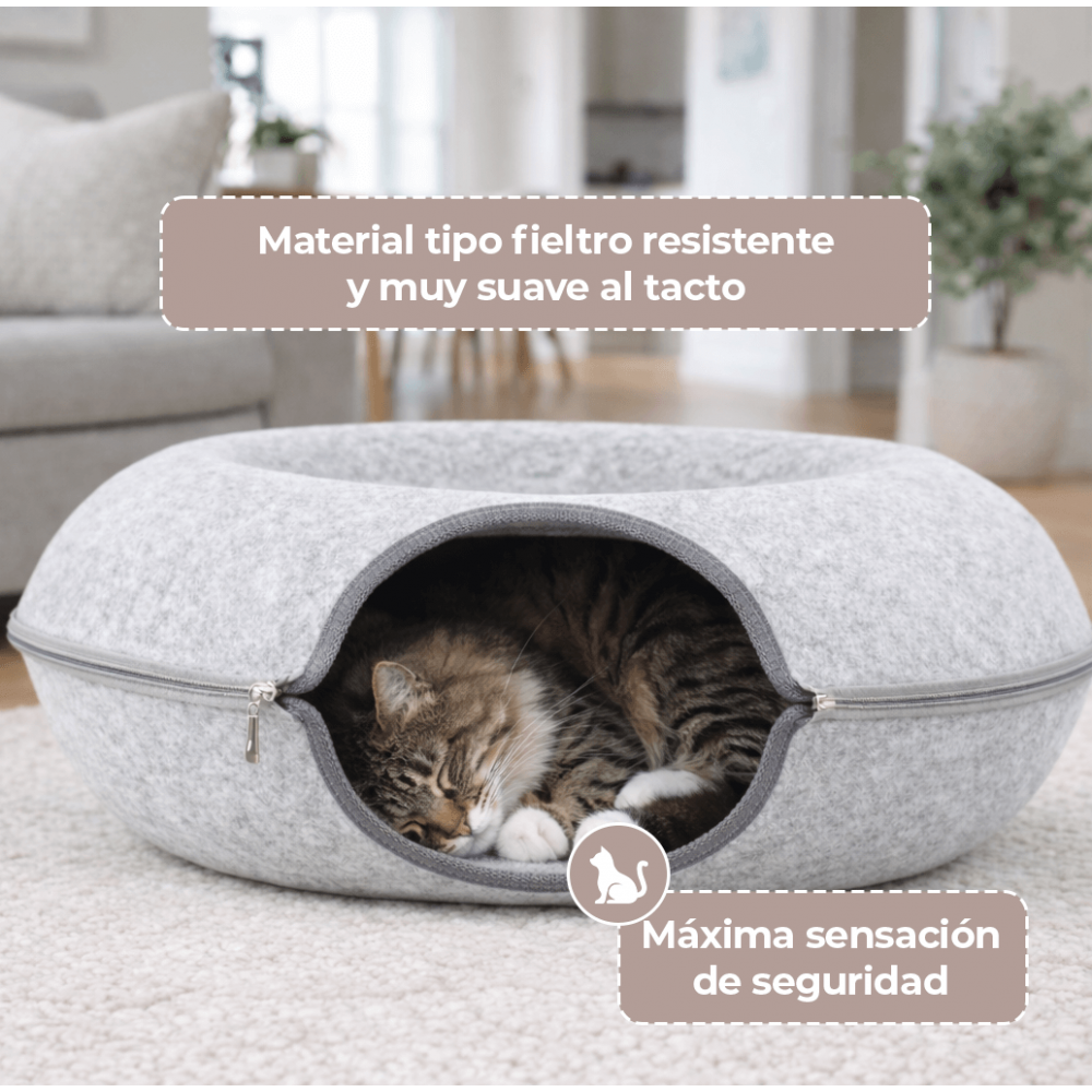 Cama Cueva 360° para Gato – Diseño Túnel