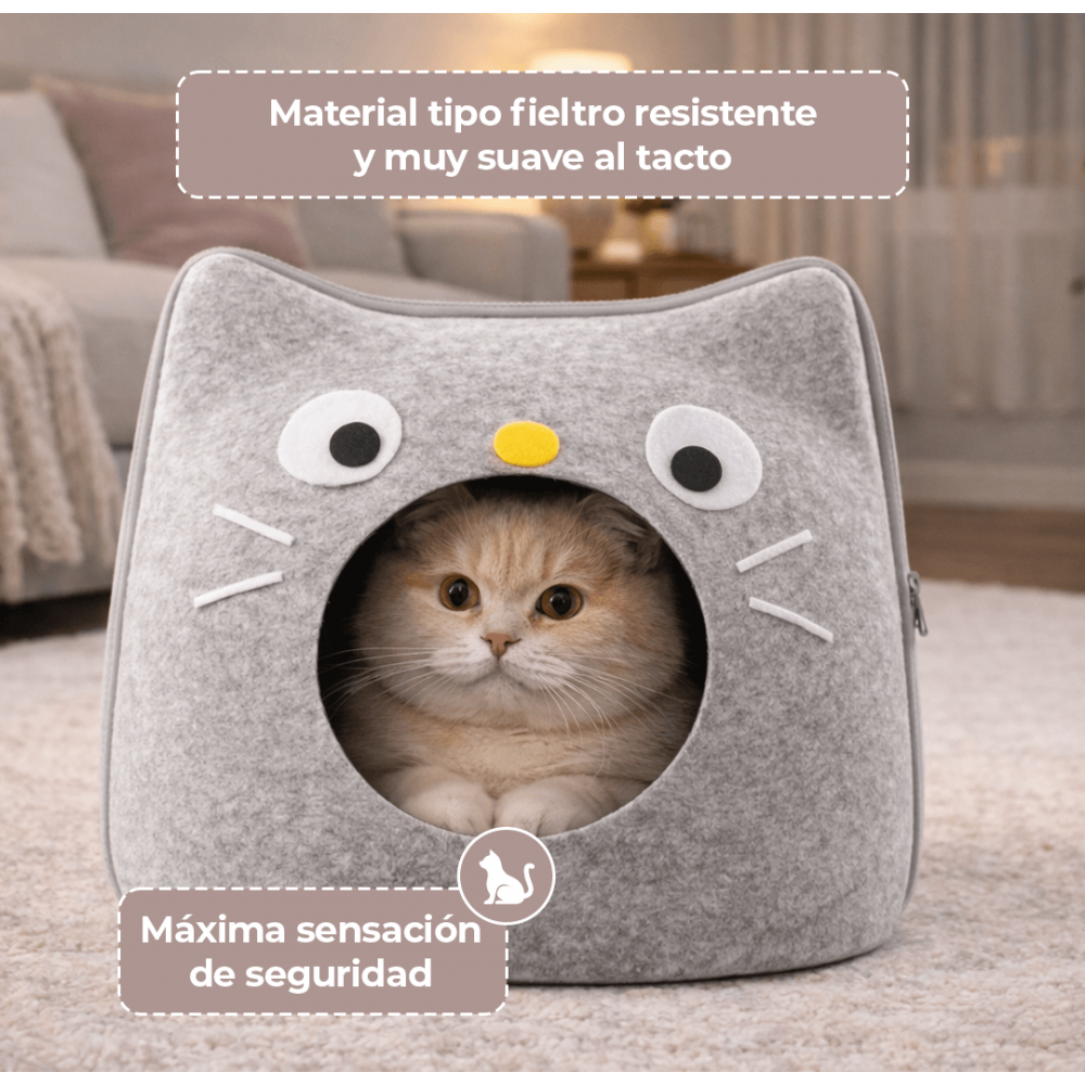 Cama Cueva Gatito con Carita