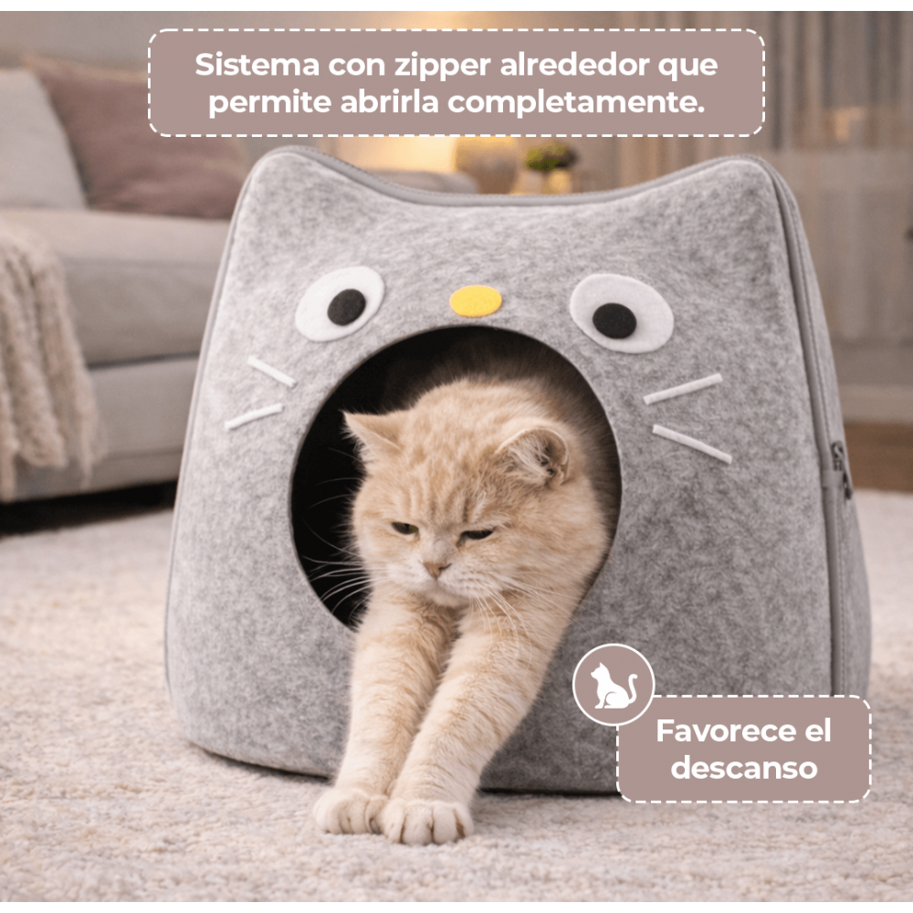 Cama Cueva Gatito con Carita