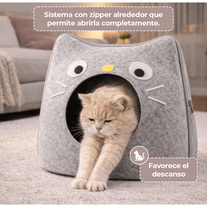 Cama Cueva Gatito con Carita
