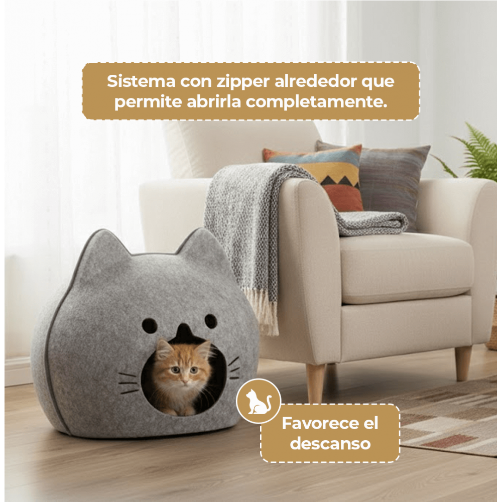 Cama Cueva para Gato – Refugio Cerrado