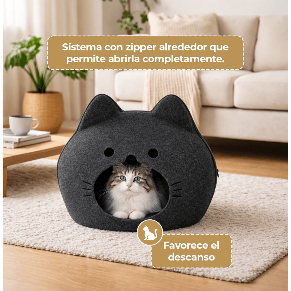 Cama Cueva para Gato – Refugio Cerrado
