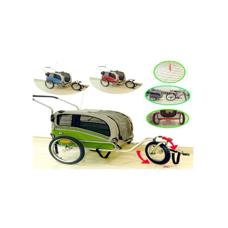 Animal Planet – Carrito Remolque de Bicicleta para Mascotas 2 en 1