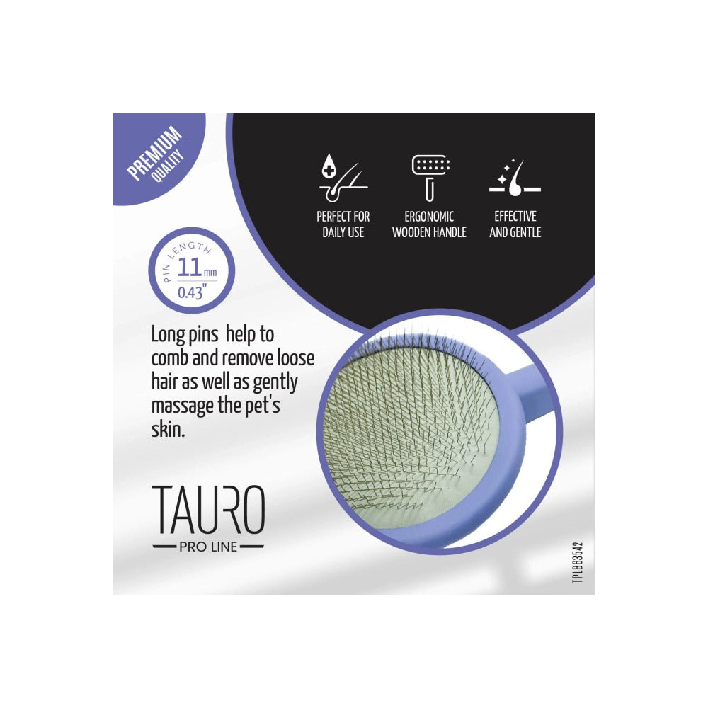 Tauro Pro Line – Cepillo Slicker Redondo de Madera 9 × 19 cm