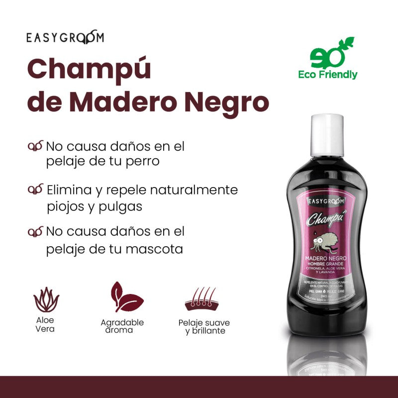 Easygroom – Champú Natural Madero Negro 240 ml