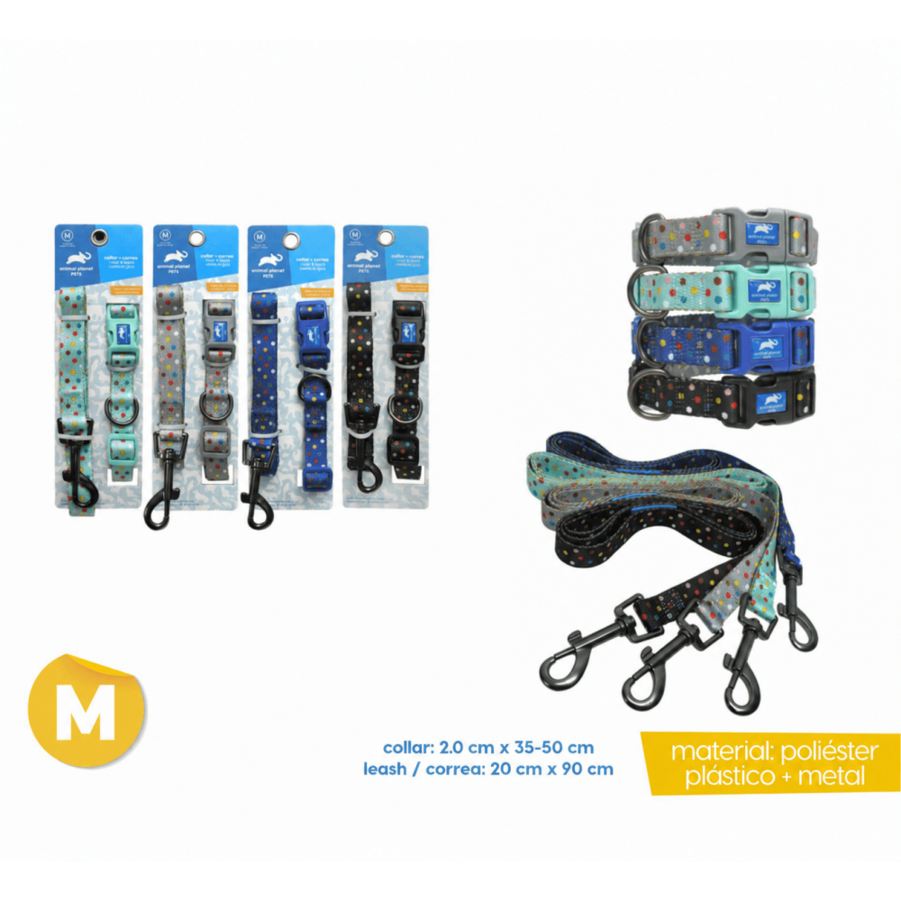 Animal Planet – Set Collar y Correa Diseño de Puntitos