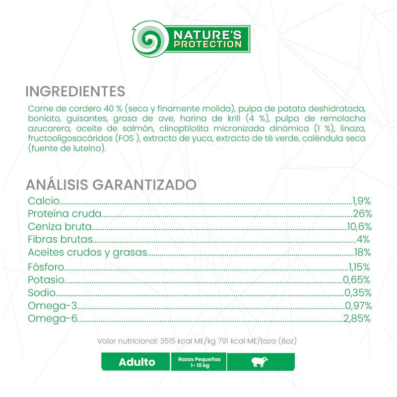 Nature's Protection – Perro Adulto Cordero Pelaje Rojo Raza Mini