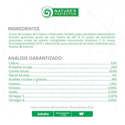 Nature's Protection – Perro Adulto Cordero Pelaje Rojo Raza Mini