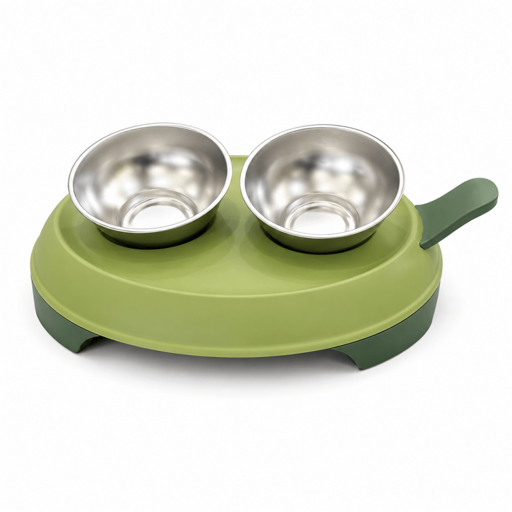 Comedero Doble Elevado con Platos de Acero Inoxidable