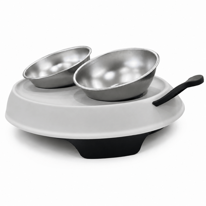 Comedero Doble Elevado con Platos de Acero Inoxidable