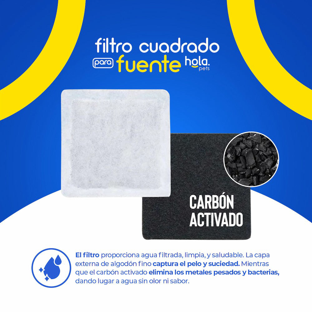 Hola Pets – Filtro para Fuente de Agua Cuadrada