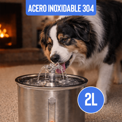 Fuente de Agua 2 L de Acero Inoxidable 304 con Ventana de Nivel