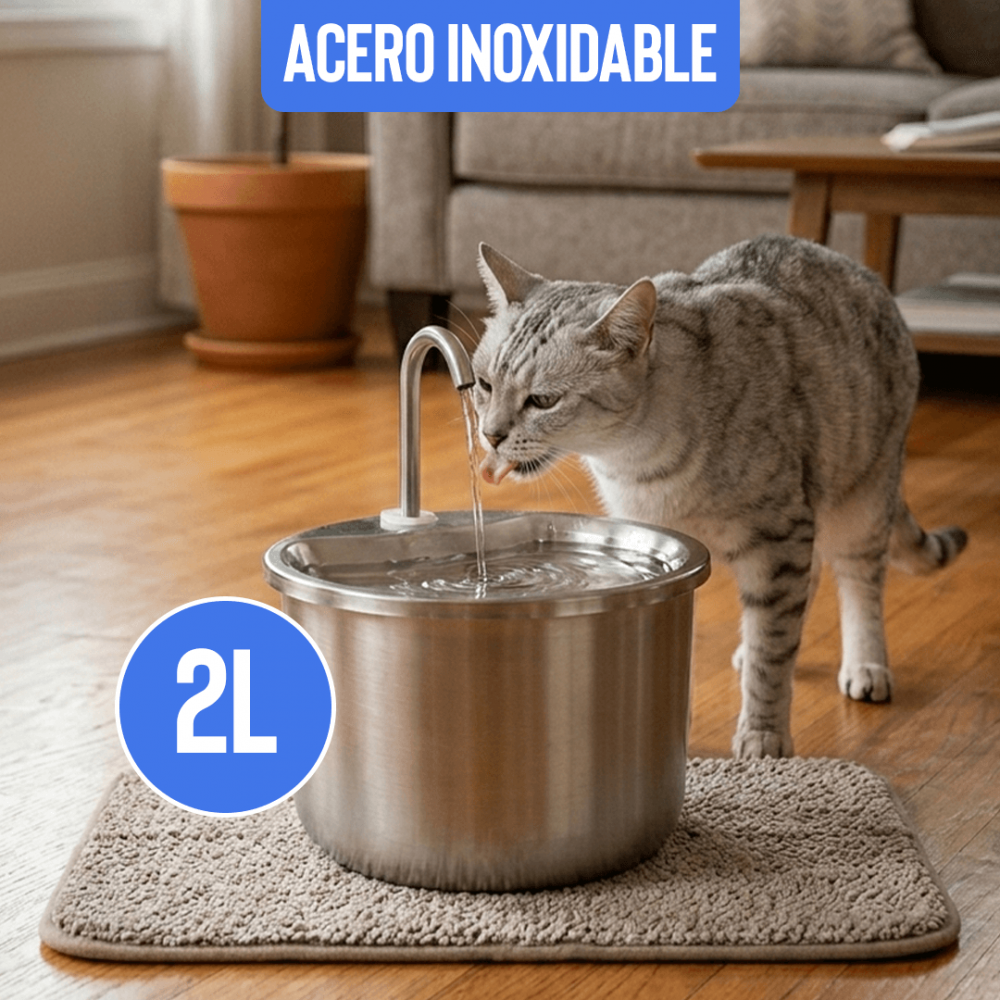 Fuente de Agua 2 L de Acero Inoxidable