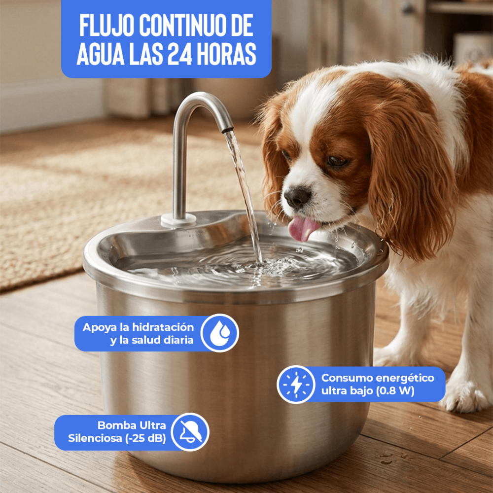 Fuente de Agua 2 L de Acero Inoxidable