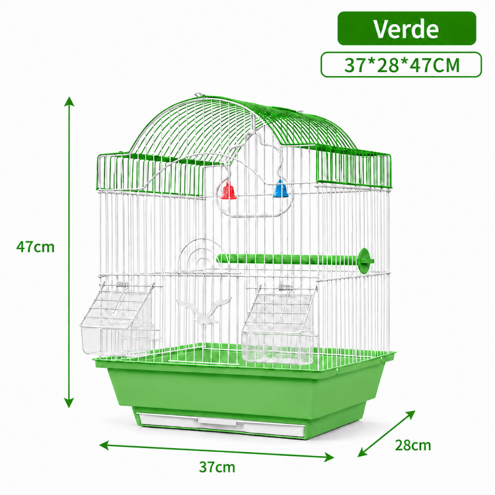 Jaula para Aves Techo Arqueado Alto – 37 × 28 × 47 cm