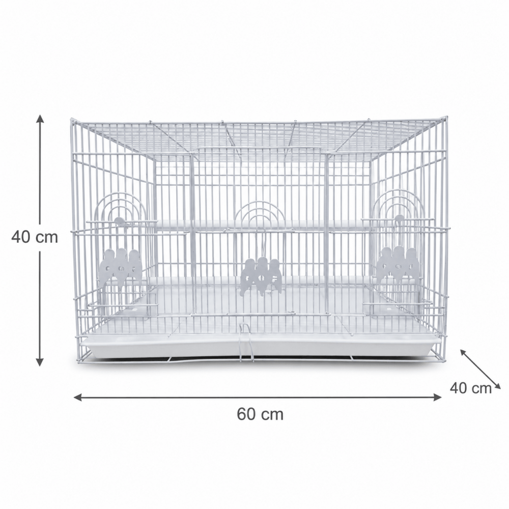 Jaula Rectangular Grande para Aves – 60 × 40 × 40 cm
