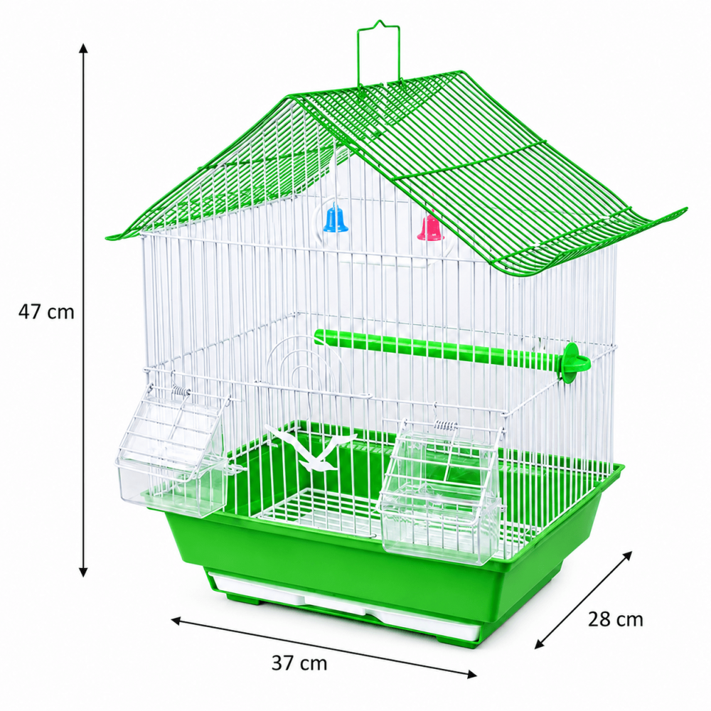 Jaula para Aves Techo Triangular – 37 × 28 × 47 cm