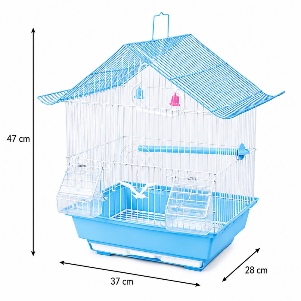 Jaula para Aves Techo Triangular – 37 × 28 × 47 cm