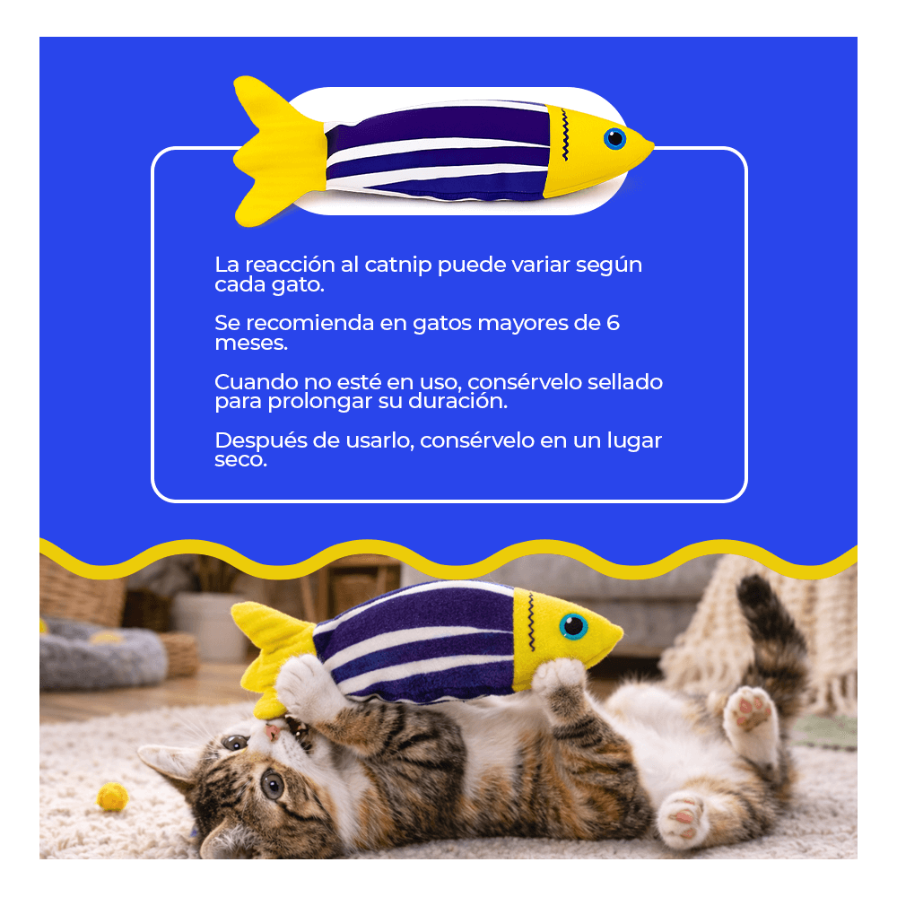Pez de Peluche con Catnip y Sonido Crujiente
