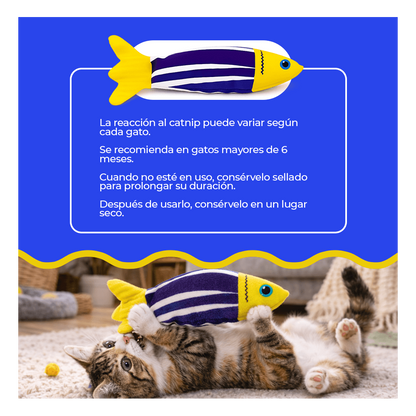 Pez de Peluche con Catnip y Sonido Crujiente