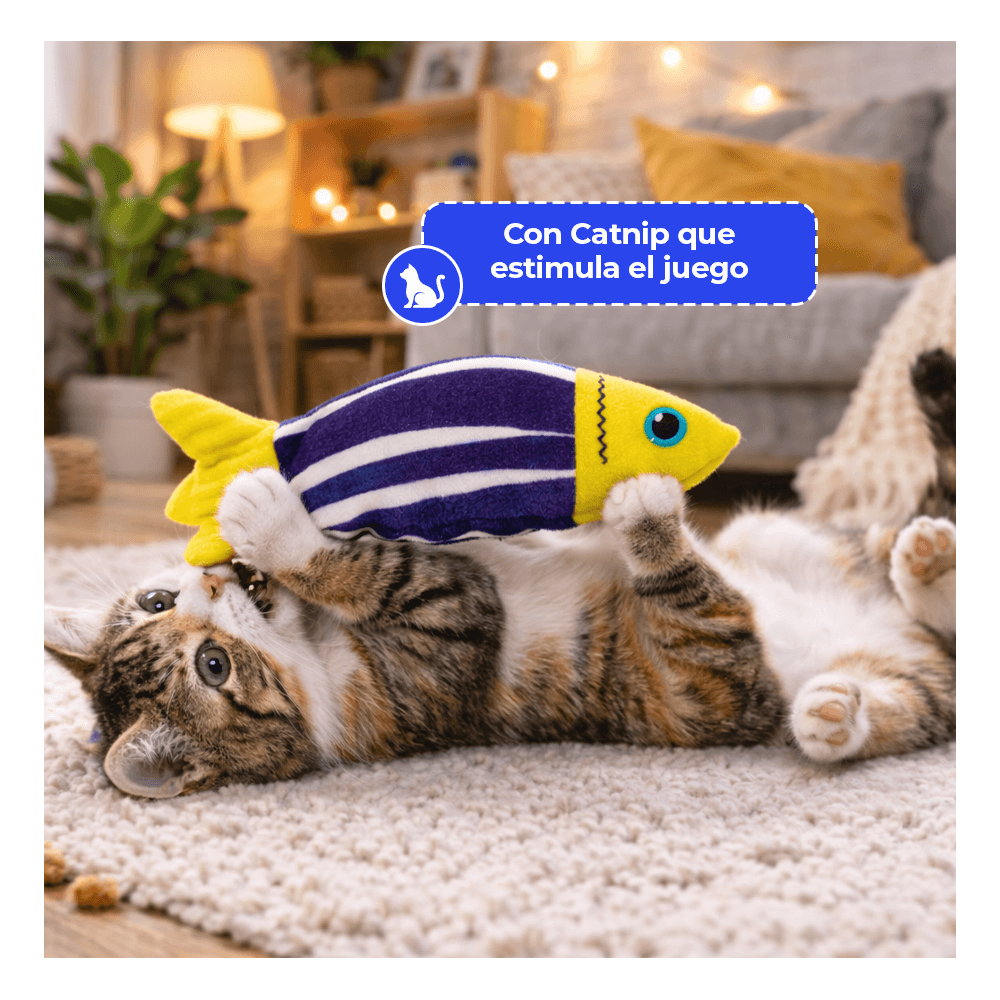 Pez de Peluche con Catnip y Sonido Crujiente
