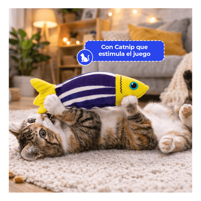 Pez de Peluche con Catnip y Sonido Crujiente