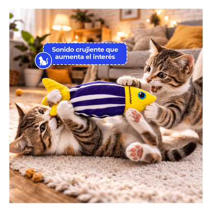 Pez de Peluche con Catnip y Sonido Crujiente