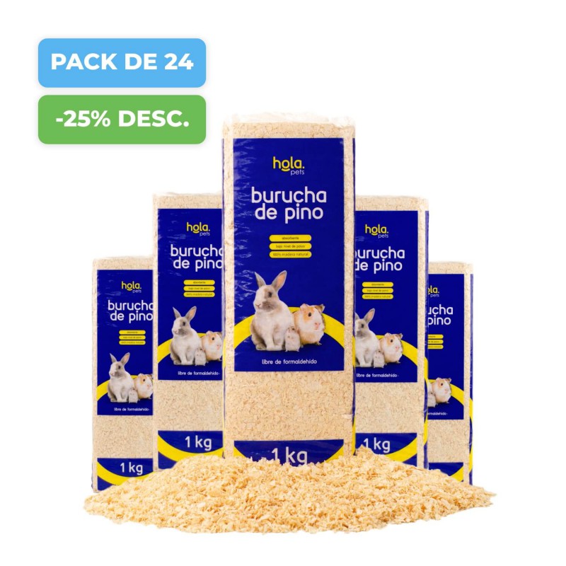 Hola Pets – Burucha de Pino Natural Pack de 24 × 1 kg