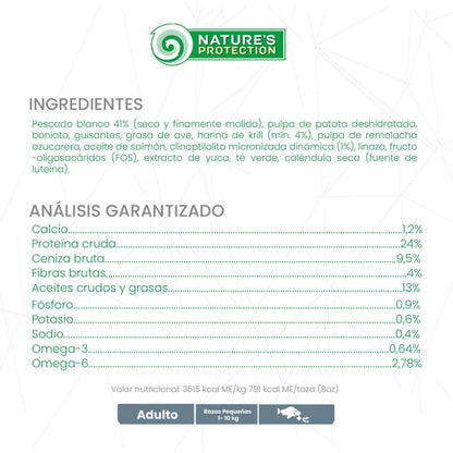Nature's Protection – Perro Adulto Pescado Blanco y Krill Pelaje Blanco Raza Mini