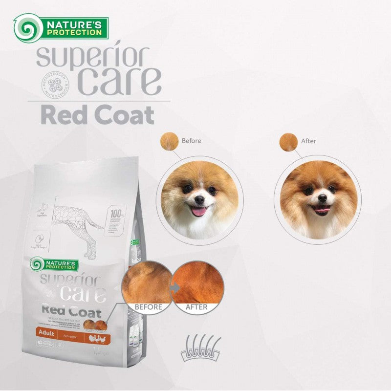 Nature's Protection Red Coat – Perro Adulto Aves de Corral Pelaje Rojo 1,5 kg
